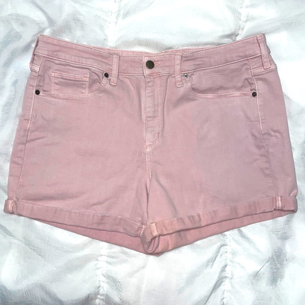 Universal Thread High Rise Midi Rolled Up Hem Jean Shorts Size 16 - Picture 2 of 11